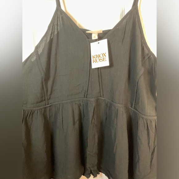 NWT Women's Flowy Tank Top - Knox Rose Blue Floral XXL Black - Picture 2 of 5